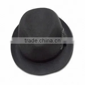 Women's Fashion Wool Felt Fedora Hat With Black Ribbon and Feather Ornament thumbnail-1