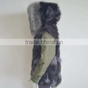 Myfur Latest Luxury Ladies Parka With Real Silver Fox Fur Lining and Hood thumbnail-6