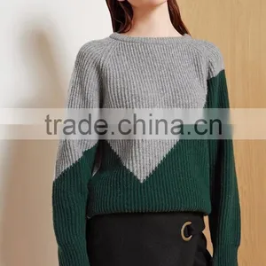 Women Geometric Design Sweater 2017 New Style Green Color Pullover Sweater thumbnail-4
