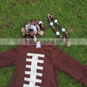 Football Dress New Design Ruffle Dress Clothes 100%cotton Cute Children's Kids Clothes With Matching Necklace and Headband thumbnail-5