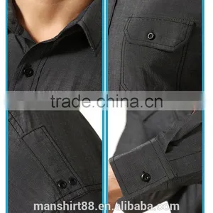 Mens Grey Twill Chambray Long Sleeve Button Casual Dress Shirts Classic Fit thumbnail-2