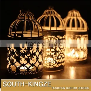 White Color Through-Engraving Iron Metal Candlestick thumbnail-1