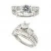 Custom Made Chic White Gold Engagement Band Ring With Round Brilliant Cut Diamond for Women thumbnail-1
