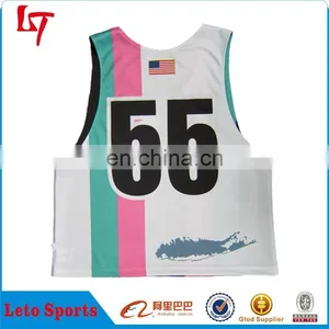 Wholesale Custom Sublimation Reversible Lacrosse Jerseys /polyester Moisture Wicking Lacrosse Pinnies Plus Size thumbnail-2