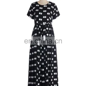 CHEFON Custom Print Long Black Maxi Dress thumbnail-1