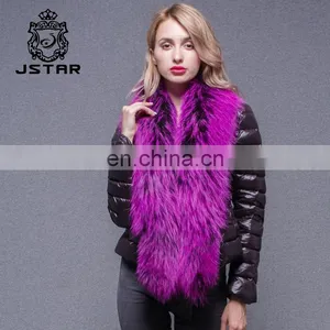 Purple Big LapelJackets Short Model Classic Coat Fur Trimmed Down Coats thumbnail-1