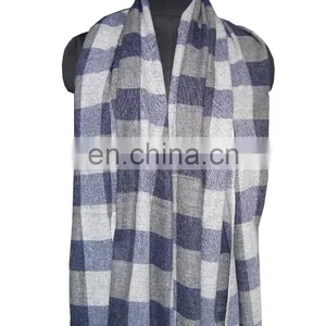 Gauze Pashmina Check Shawls and Scarf thumbnail-1