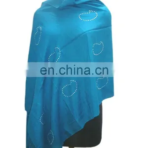 Silk Pashmina Wool Shawls With Crystal in Latest Design. thumbnail-1