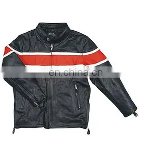 RED BLACK LEATHER COAT BIKER KIDS JACKETS thumbnail-1