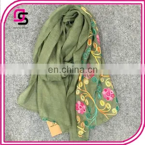 2017 Hot Women Tops Beautiful Flower Embroidered Cape Green Special Scarf thumbnail-1
