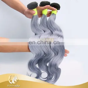 New 7A Brazilian Vrigin Remy Ombre Human Gray Hair Bundle Two Tone Colors Curly Hair Weave Weft Unprocessed Hair thumbnail-3