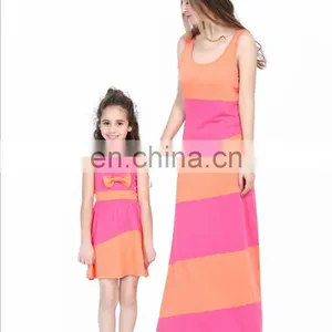 2019 Summer Striped Mother and Daughter Dress TuTu Bow Family Matching Dresses Outfit (this Link for Girls,1-12years) thumbnail-2