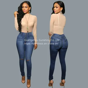 Hot Sales Wholesale Custom Denim Pants Women Ripped Jeans thumbnail-1