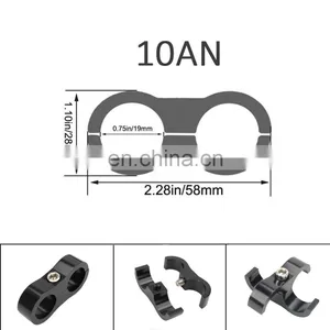 AN6 AN8 AN10 Billet Aluminum Anodized Black Braided Hose Separator Clamp Fuel Line Divider Clamp thumbnail-2