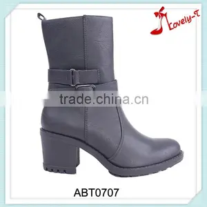 Wholesale Cowboy Female Half Boots Women Zipper Boots High Heels With Buckles thumbnail-1