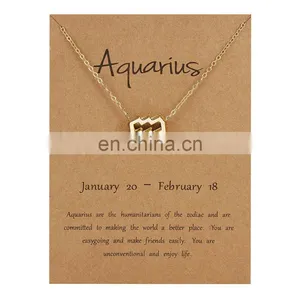 Female Elegant 12 Constellation, Zodiac Sign Necklace Pendants Charm Gold Chain Choker Astrology Necklaces/ thumbnail-3