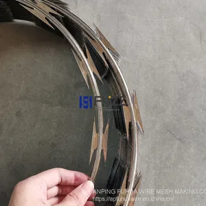 Stainless Steel Razor Wire CBT-65 Single Coil Long Barbed Tape No Clips thumbnail-1