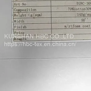 ART.EGNC-300 70%ctn,30%nylon 140gsm Wr+pearl Foam Coat+fabric Wash thumbnail-1