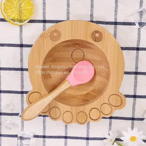 Toddler Feeding Divided Plate Bamboo Plates Baby Kids Bamboo Suction Plate thumbnail-1