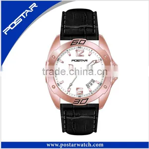 Genuine Leather Japan Movement Stainless Steel Quartz Watch thumbnail-1