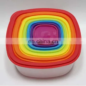 7 Pcs Rainbow Storage Box 14Pcs Plastic Food Container With Lid thumbnail-4