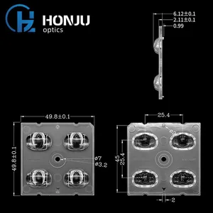 Hongzhu 50X50mm Outdoor Light Lens 5050 PC 4 In 1 Led Outdoor Lighting Street Light Lens thumbnail-3