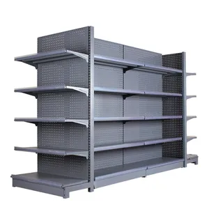 Double Side American Standards Metal White Supermarket Gondola Shelf Rack thumbnail-1