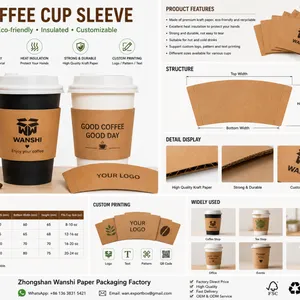 Custom Printed Kraft Paper Coffee Cup Sleeve Corrugated Cup Holder thumbnail-1