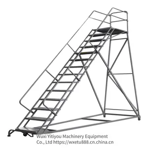 rl Type Mobile Climbing Ladder. High-quality Automatic Braking Goods-picking Work Platform Ladders for Sale thumbnail-3