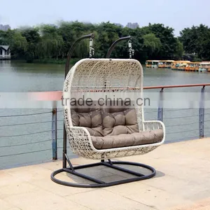 Luxury Outdoor Furniture Double Seat Hanging Indoor Swing Rattan Egg Chair Living Room Swing Chair Quality Choice thumbnail-2