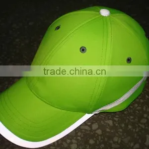Custom 10x10 Cotton Plain Reflective Strip Fluorescent Yellow Baseball Cap thumbnail-2