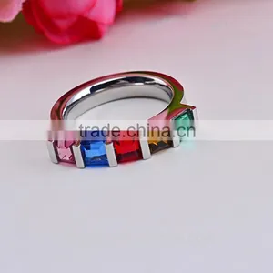 Womens CZ Diamond Rainbow Rhinestone Classic Engagement Bridal Designs Fashion Jewelry Ring thumbnail-4