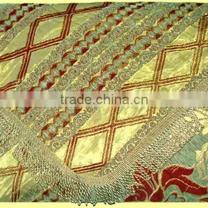 Karachi Pakistan Polyester & Chenille Yarn Textile Fabric Used Bed Sheet SF002-YG thumbnail-1