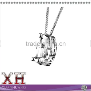 Sterling Silver Austrian Cubic Zirconia Elements Crown Pendant Necklace thumbnail-1