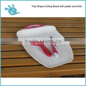 Set of 3pcs Plastic Multifunctional Cutting Board Tray With Peeler and Knife thumbnail-4