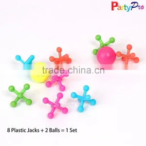 Kids Birthday Party Gift Colored Jacks and Plastic Toy Balls 8 Jacks & Ball Set thumbnail-1