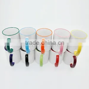 Sunmeta Cheap Sale 11oz Rim and Handle Color Blank Heat Press Mug, Sublimation Ceramic Mug Quality Choice thumbnail-6