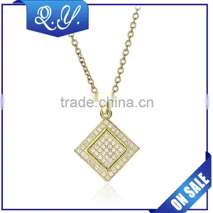 Dubai New Fashion Gold Plated Chains Necklace Jewelry Square Zircon Pendant Chain Jewelry thumbnail-1
