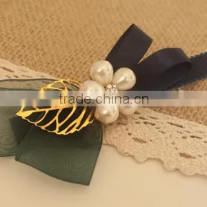Fancy Chiffon Satin Ribbon Rhinestone Hair Clip Girls Quality Choice thumbnail-4