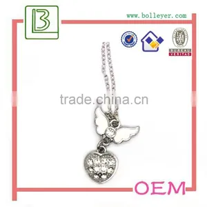 Unique Jewelry Design Wing And Heart Necklace With Diamonds thumbnail-3