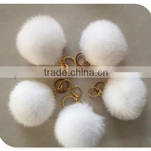 Rabbit Fur Ball Pom Pom Purse Charm Cell Phone Car Pendant Keychain thumbnail-2