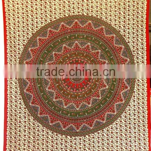 Elephant Stars Hippy Tapestry Bedspread Artworkindian Mandala Handmade Natural Art Wall Hanging thumbnail-3