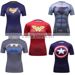 Women Avengers Dawn Of Justice Bat-man Vs Superman/Captain America/Wonder Women T Shirt Fitness Tee Tops thumbnail-1