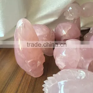 Natural Various Shaped Crystal Skull Rose Quartz Ornaments thumbnail-2