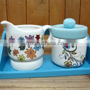 Wholesale Dream Flower Ceramic Sugar Bowl With Creamer Set thumbnail-1