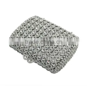 Silver Clutch Evening Bag Bridal Wedding Handbags Fancy Ladies Purse (88164A-S) thumbnail-6