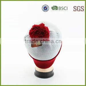 Patch Label Wholesale Winter Custom Beanie Hats With Top Ball thumbnail-1