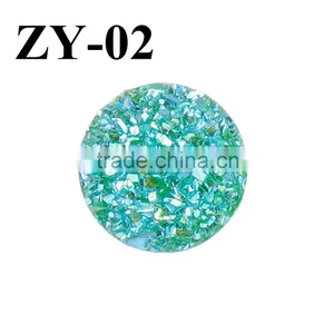 Druzy Cabochons Wholesale Green 12mm Flat Round Resin thumbnail-1