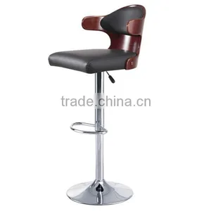 Bent Plywood Seat Bar Stool,chromed Gas Lift and Base, Height Adjustable Bar Stool HY2022H thumbnail-2