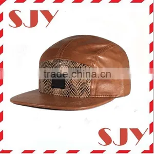 Custom Snake Skin Leather 5 Panel Biker Hat thumbnail-3